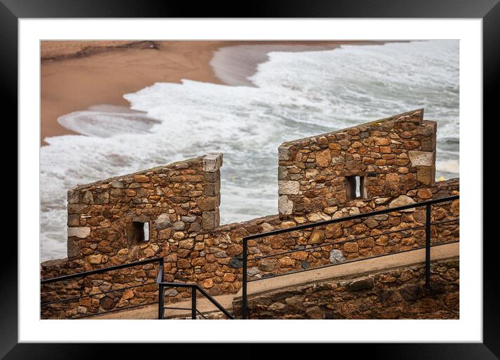 Defensive Stone Wall Battlement By The Sea Framed Mounted Print by Artur Bogacki