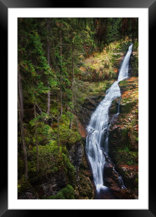 Kamienczyk Waterfall In Poland Framed Mounted Print by Artur Bogacki