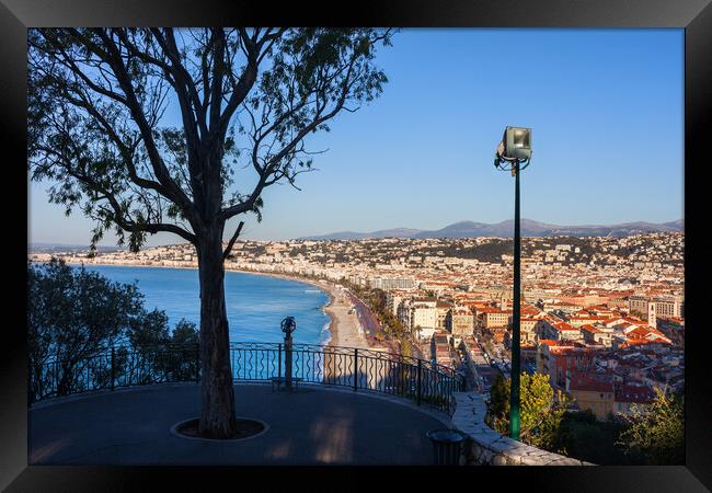 Hilltop View of Nice City in France Framed Print by Artur Bogacki