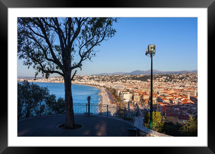 Hilltop View of Nice City in France Framed Mounted Print by Artur Bogacki