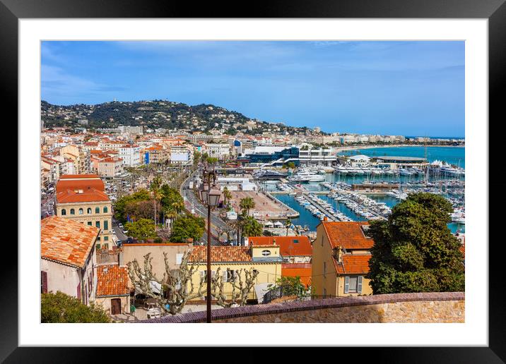 Cannes City Cityscape With Yacht Port Framed Mounted Print by Artur Bogacki