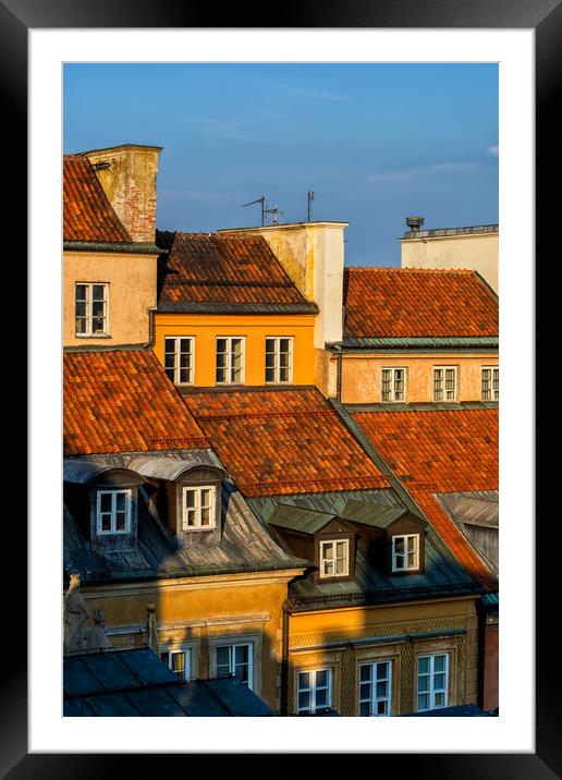 Old Town Houses in Warsaw at Sunset Framed Mounted Print by Artur Bogacki