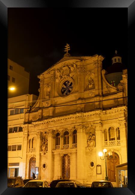 Jesus of Nazareth Church at Night in Malta Framed Print by Artur Bogacki