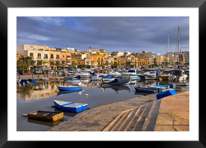 Ta Xbiex Town and Harbour in Malta Framed Mounted Print by Artur Bogacki