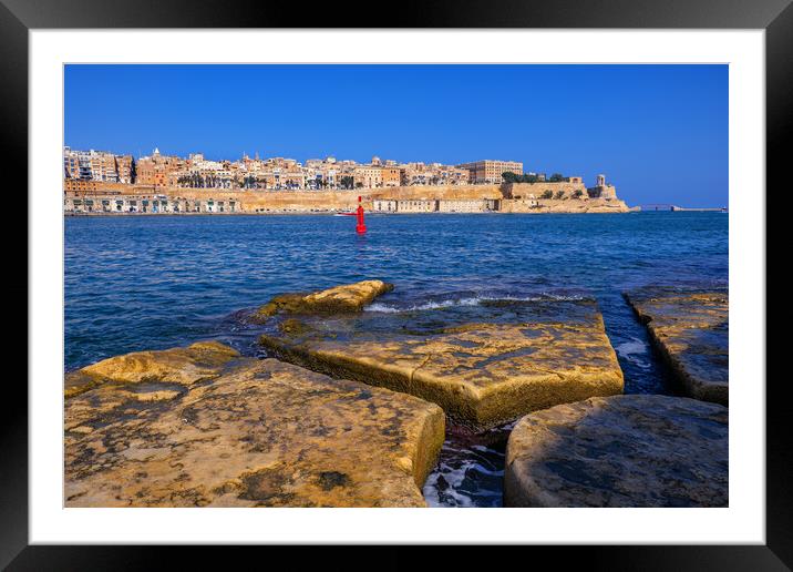 Valletta City And Grand Harbour In Malta Framed Mounted Print by Artur Bogacki