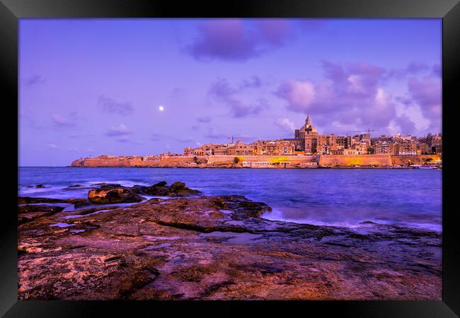Valletta City Skyline In Malta From Manoel Island Framed Print by Artur Bogacki