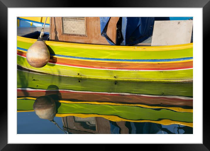 Traditional Maltese Luzzu Fishing Boat In Malta Framed Mounted Print by Artur Bogacki