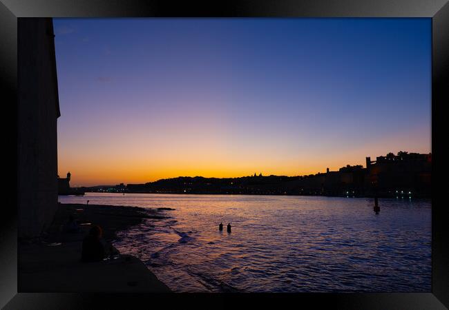 Grand Harbour at Twilight in Malta Framed Print by Artur Bogacki