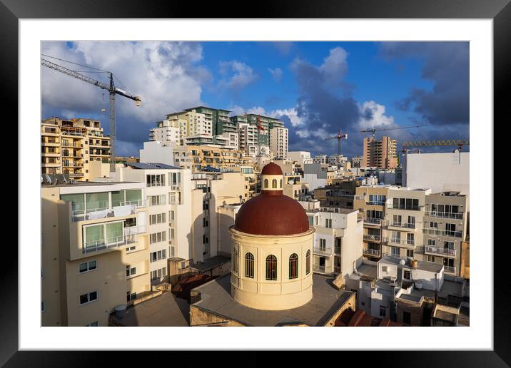 Sliema Town In Malta Framed Mounted Print by Artur Bogacki