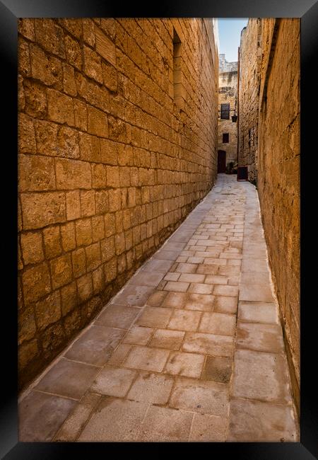Narrow Alley in Old City of Mdina in Malta Framed Print by Artur Bogacki