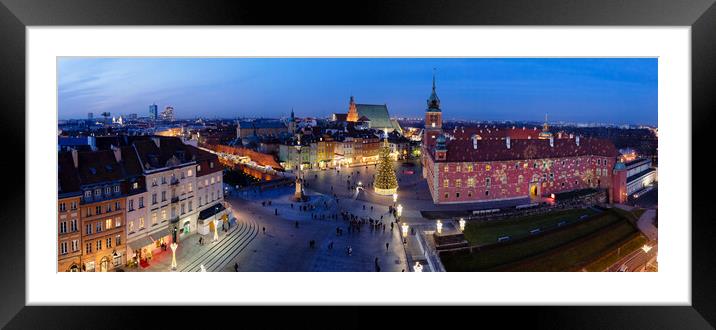 Evening Panorama of Warsaw City in Poland Framed Mounted Print by Artur Bogacki