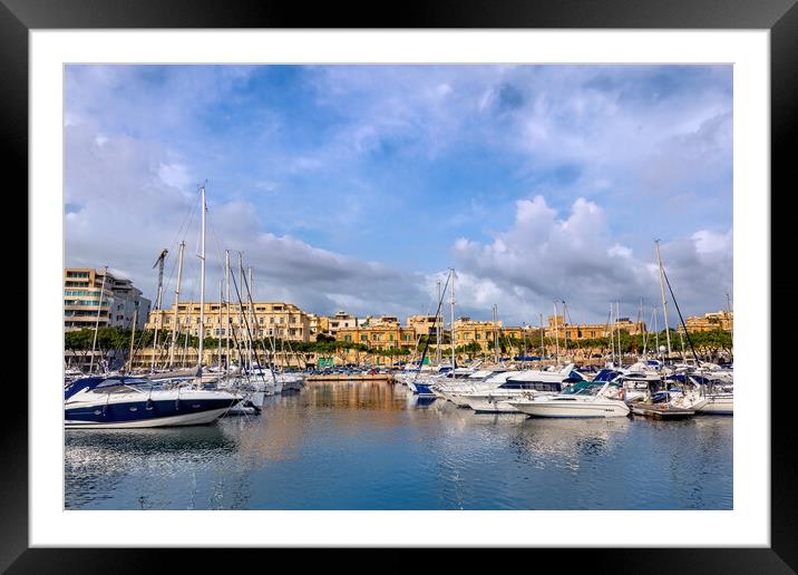 Ta Xbiex Town And Marina In Malta Framed Mounted Print by Artur Bogacki