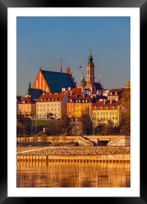 Warsaw City at Sunrise in Poland Framed Mounted Print by Artur Bogacki