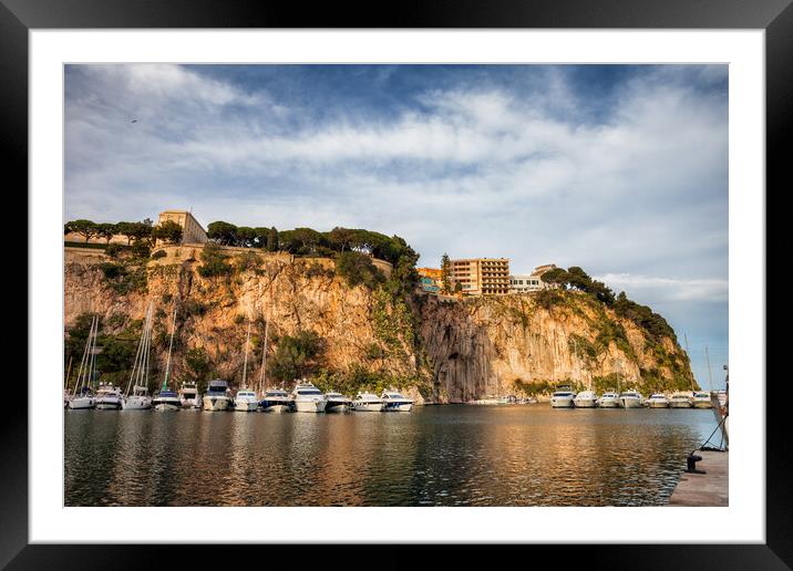 Cliff Of Monaco City From Port De Fontvieille Framed Mounted Print by Artur Bogacki