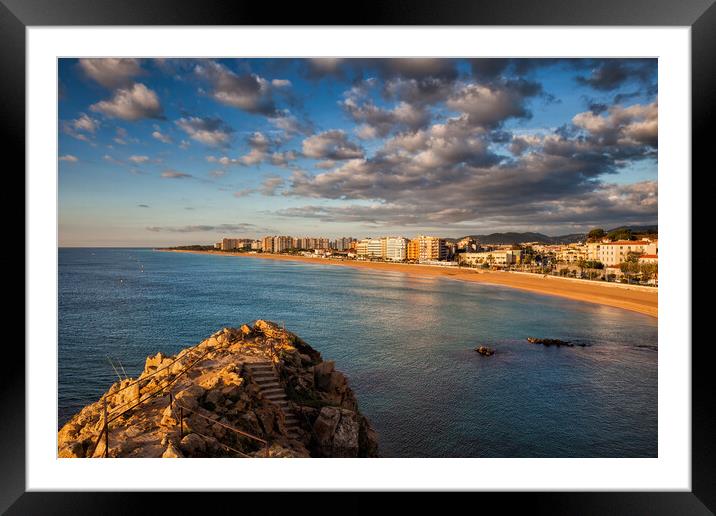 Sea And Beach In Resort Town Of Blanes Framed Mounted Print by Artur Bogacki
