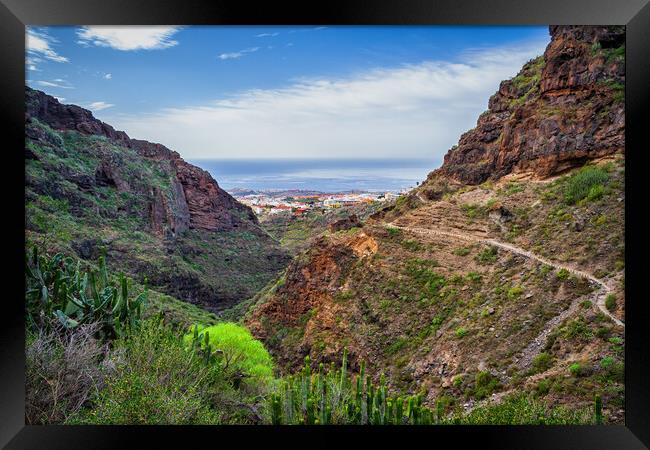 Barranco del Infierno Hell Gorge Landscape in Tenerife Framed Print by Artur Bogacki
