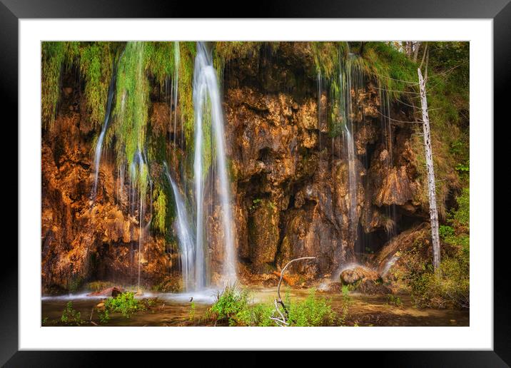 Waterfall In Plitvice Lakes National Park In Croatia Framed Mounted Print by Artur Bogacki