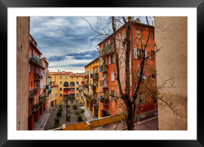 Old Town Houses In City Of Nice In France Framed Mounted Print by Artur Bogacki