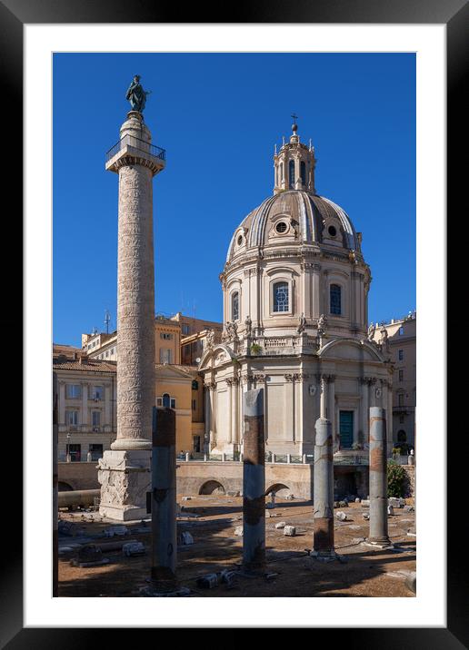 Trajan Column and Church in Rome Framed Mounted Print by Artur Bogacki