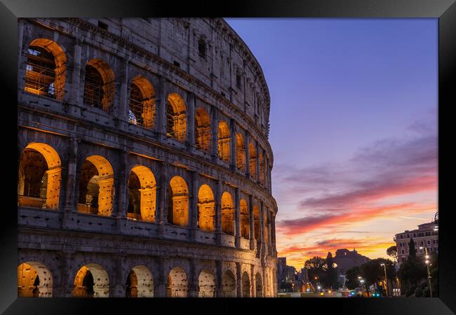 Colosseum in City of Rome at Sunset Framed Print by Artur Bogacki