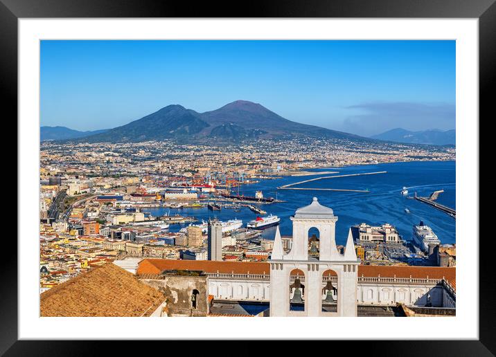 City of Naples Cityscape in Italy Framed Mounted Print by Artur Bogacki