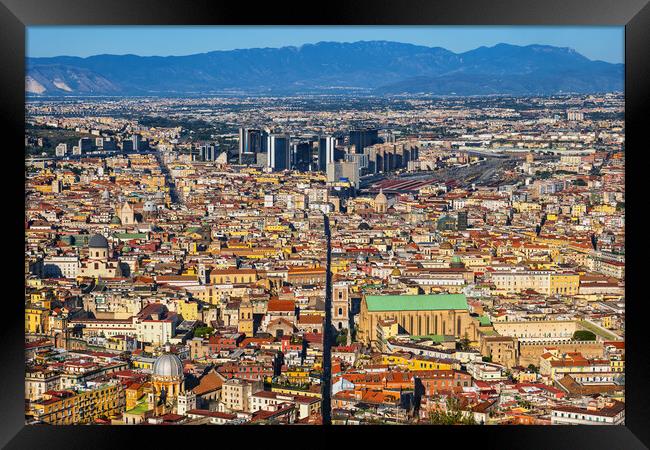 City Of Naples In Italy Aerial View Framed Print by Artur Bogacki