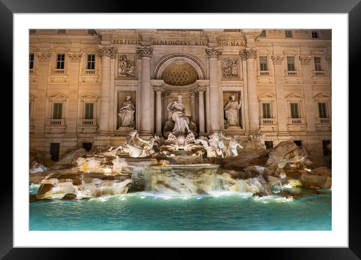 Trevi Fountain By Night In Rome Framed Mounted Print by Artur Bogacki