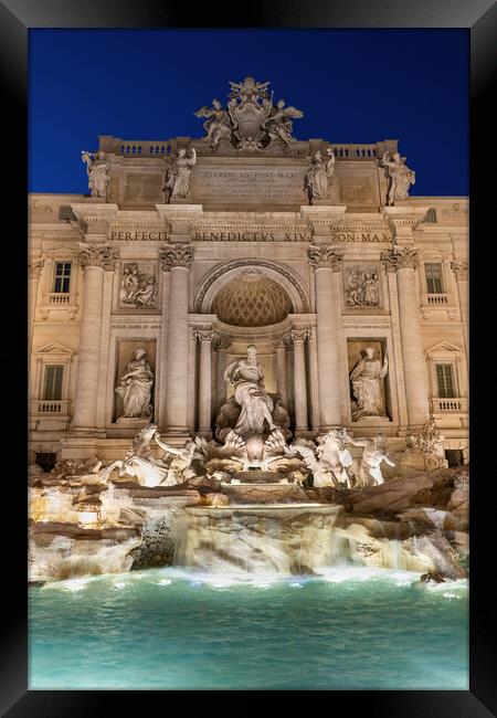 Trevi Fountain At Night In Rome Framed Print by Artur Bogacki