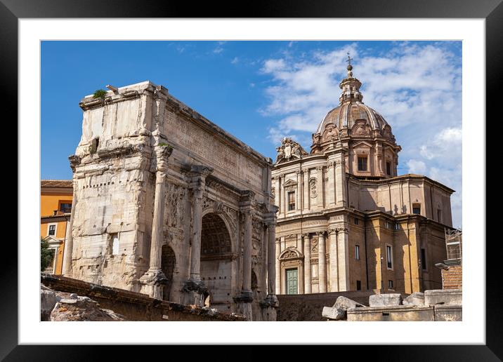 Arch And Church In Ancient Rome Framed Mounted Print by Artur Bogacki