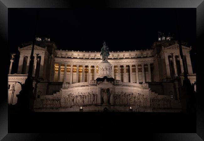 Altar of the Fatherland In Rome At Night Framed Print by Artur Bogacki