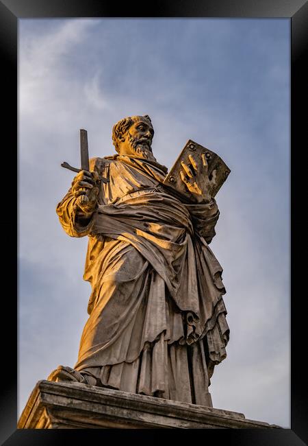 St Paul Apostle Statue In Rome Framed Print by Artur Bogacki