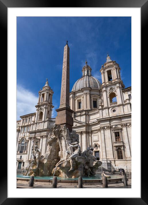 Fiumi Fountain and Sant Agnese in Agone in Rome Framed Mounted Print by Artur Bogacki
