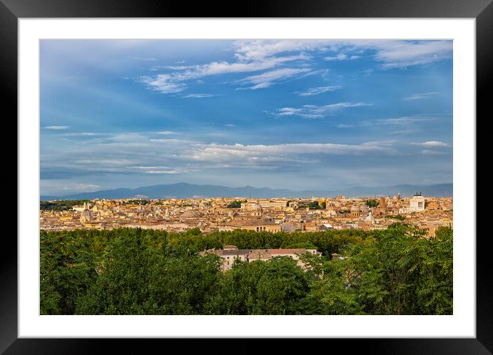 City Of Rome At Sunset From Janiculum Hill Framed Mounted Print by Artur Bogacki