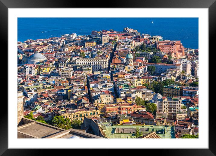 Naples City Aerial View Cityscape In Italy Framed Mounted Print by Artur Bogacki