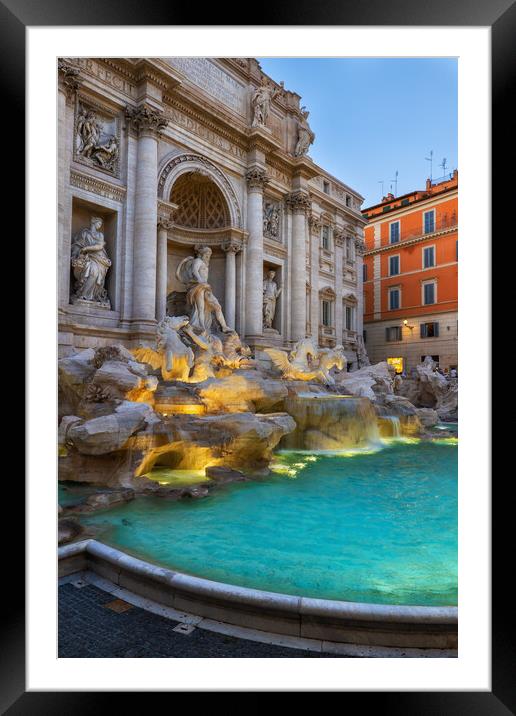Trevi Fountain at Dusk in Rome Framed Mounted Print by Artur Bogacki