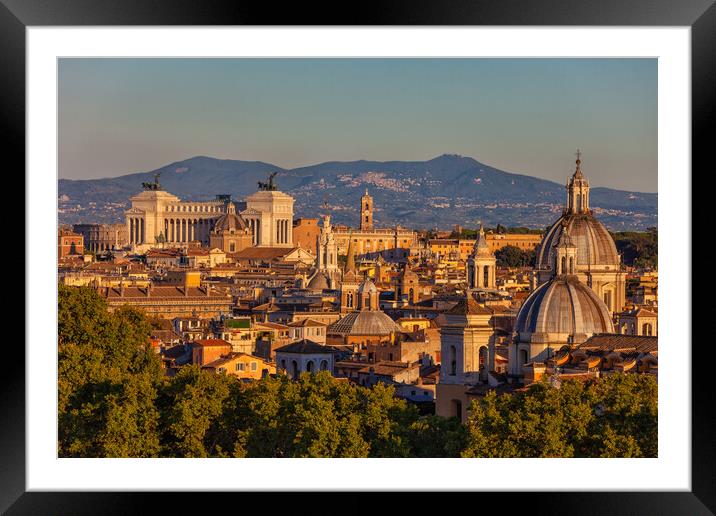 City Of Rome At Sunset In Italy Framed Mounted Print by Artur Bogacki