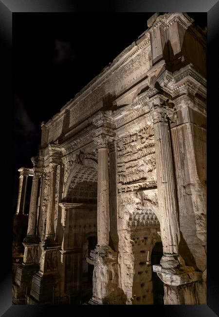 Arch of Septimius Severus at Night in Rome Framed Print by Artur Bogacki
