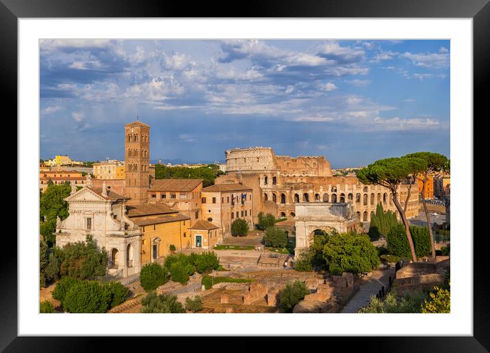 Colosseum and Roman Forum in Rome at Sunset Framed Mounted Print by Artur Bogacki