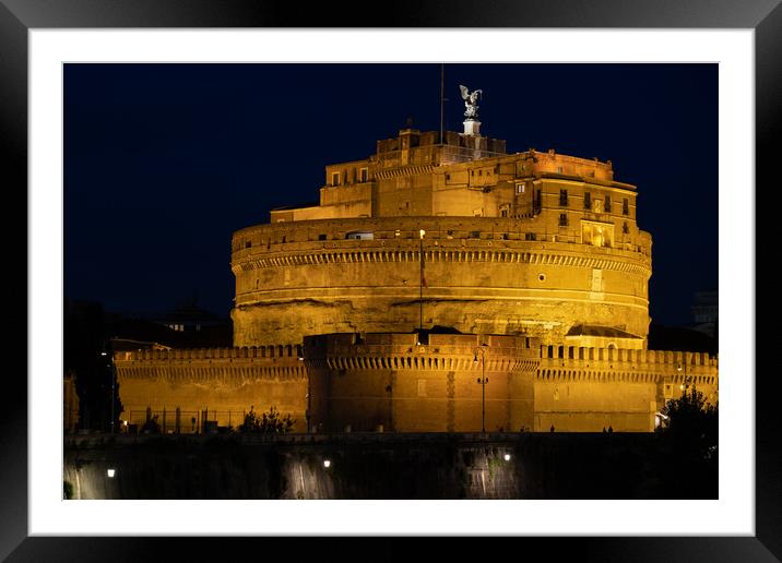 Castle of the Holy Angel In Rome by Night Framed Mounted Print by Artur Bogacki