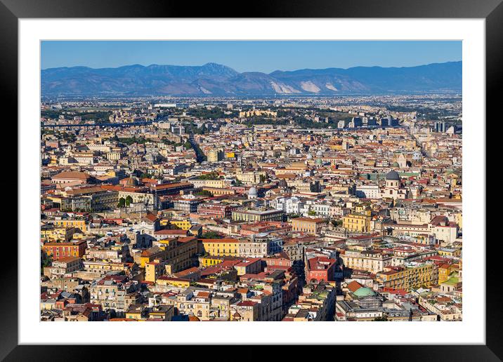 Naples City Aerial Cityscape In Italy Framed Mounted Print by Artur Bogacki