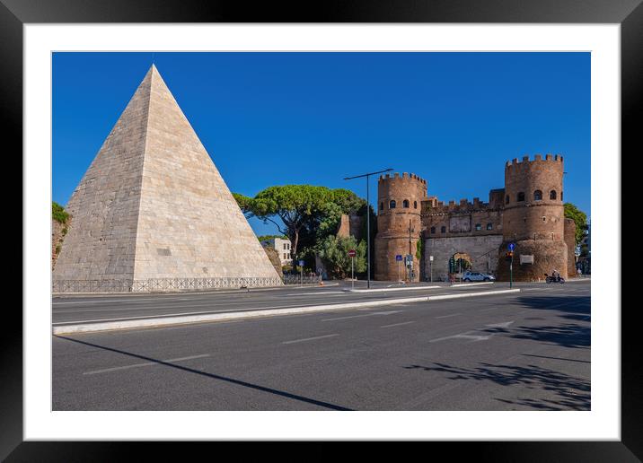 Pyramid of Cestius and San Paolo Gate in Rome Framed Mounted Print by Artur Bogacki