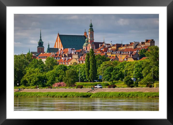 Riverside Skyline Of Warsaw City Framed Mounted Print by Artur Bogacki