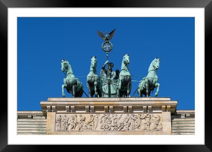Quadriga Of Brandenburg Gate In Berlin Framed Mounted Print by Artur Bogacki