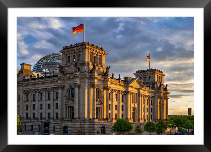 The Reichstag At Sunset In Berlin Framed Mounted Print by Artur Bogacki
