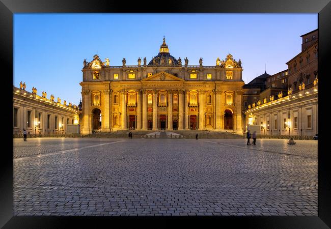 Basilica Of Saint Peter At Dusk In Vatican Framed Print by Artur Bogacki