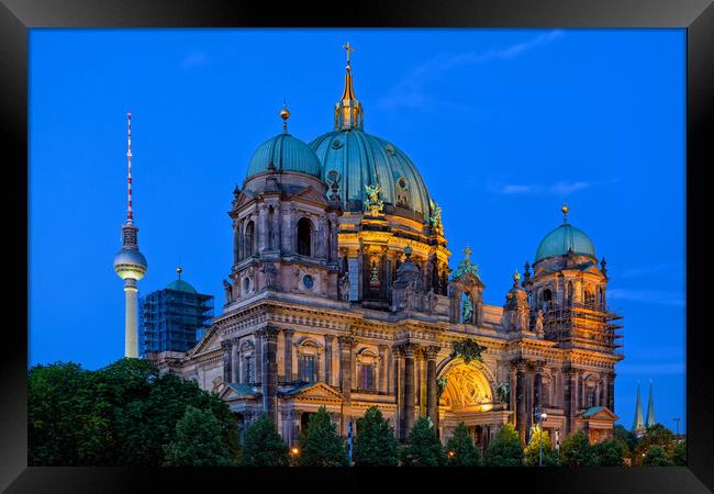 Berlin Cathedral At Night Framed Print by Artur Bogacki