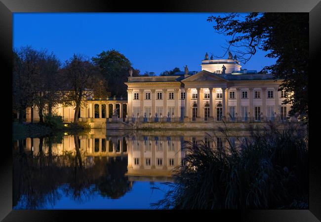Palace on the Isle at Night in Warsaw Framed Print by Artur Bogacki