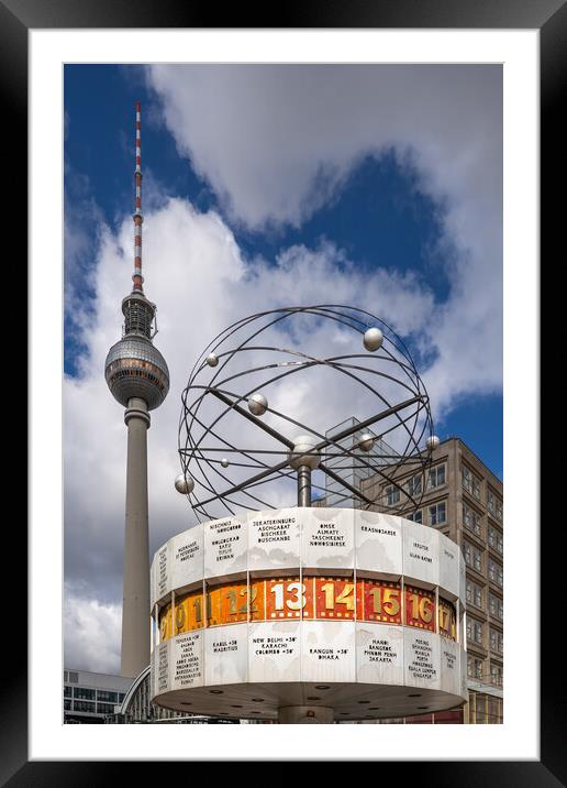 World Clock And TV Tower In Berlin Framed Mounted Print by Artur Bogacki