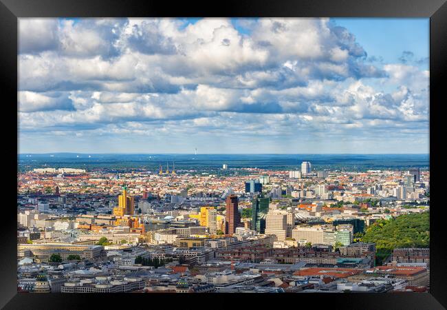 Berlin City Downtown Aerial View Cityscape Framed Print by Artur Bogacki