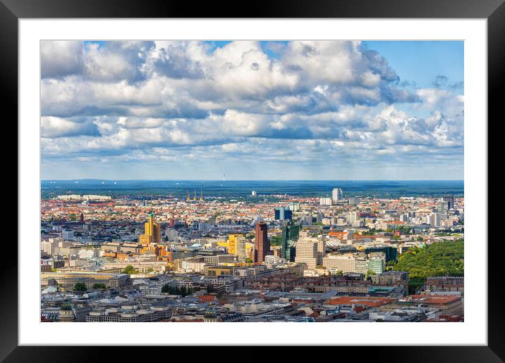 Berlin City Downtown Aerial View Cityscape Framed Mounted Print by Artur Bogacki